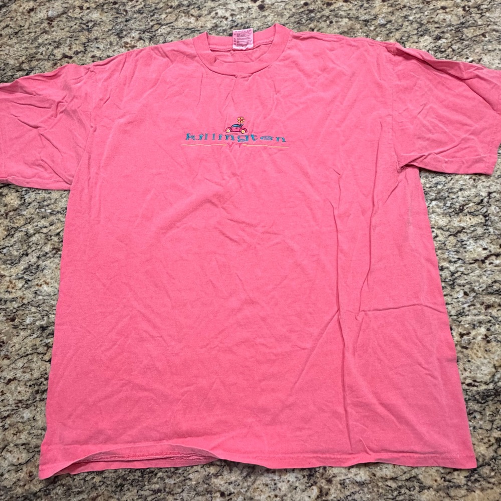 Vintage Tultex Killington VT T-Shirt Pinkโ Cotton Embroidered XL Vermont Floral